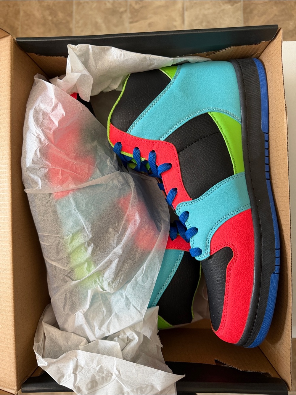 NWOT In Box And1 High-Top Sneakers in Bright Blue,Orange & Black - Picture 6 of 7